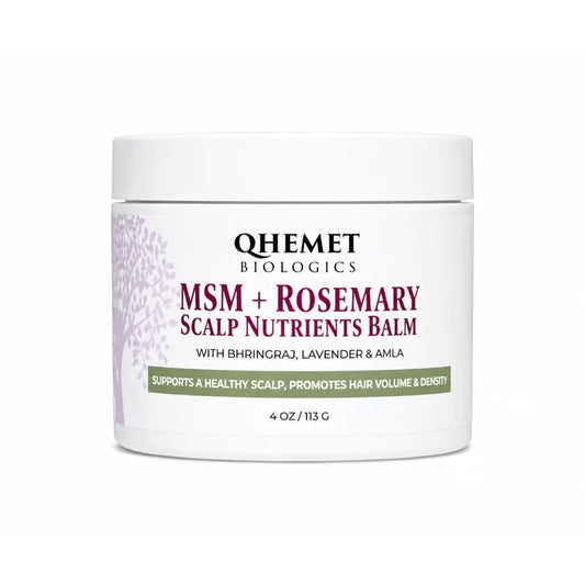 QHEMET BIOLOGICS MSM + Rosemary Scalp Nutrients Balm jar on a white background