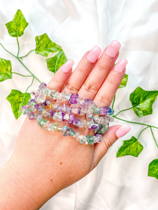 Rainbow Fluorite Chip Bracelet