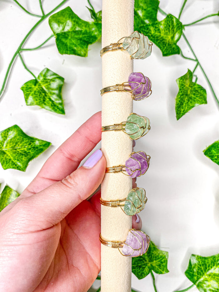 Raw Fluorite Ring (adjustable)