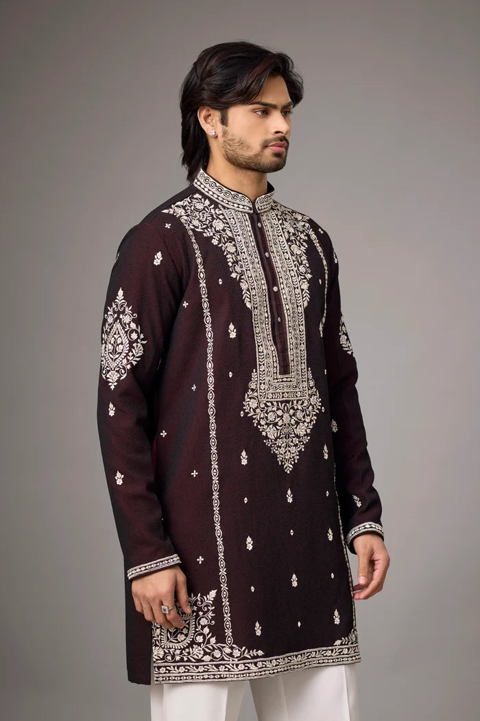 Buy Luxury Maroon Kurta Set for Men Online India | Mahavir NX