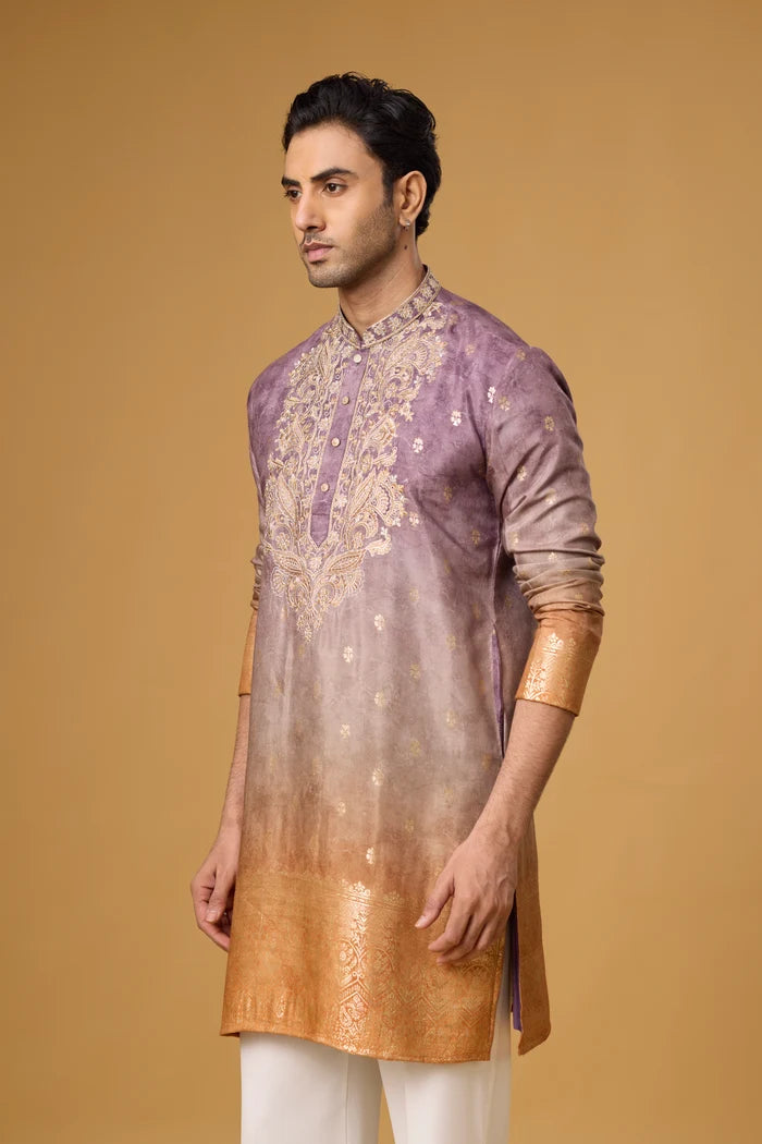 Plum Embroidered Kurta Set for Men – Festive Wear | Mahavir NX
