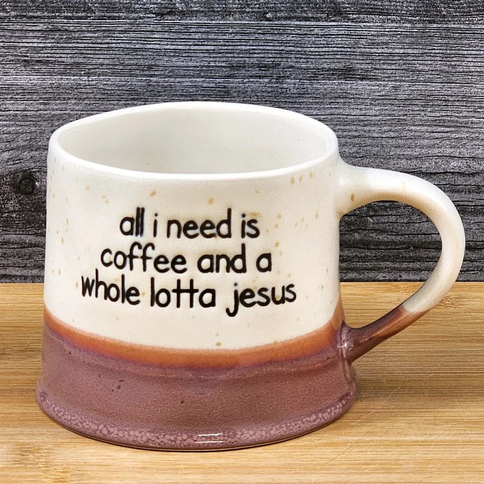 Religious Coffee Mug Jesus Inspirational Saying Tea Cup Ceramic Brown Blue Sky