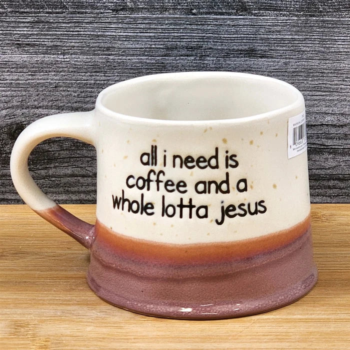 Religious Coffee Mug Jesus Inspirational Saying Tea Cup Ceramic Brown Blue Sky
