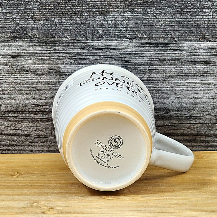 Religious Coffee Mug Psalm 23:5 Inspiration Saying Tea Cup Ceramic Blue Sky 18oz