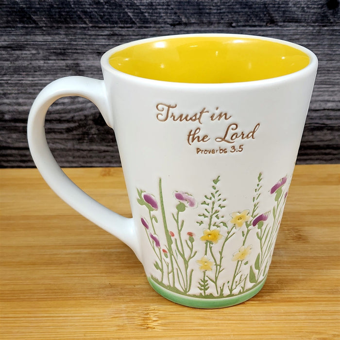 Religious Proverbs 3:5 Inspirational Floral Coffee Mug Tea Cup Yellow Blue Sky