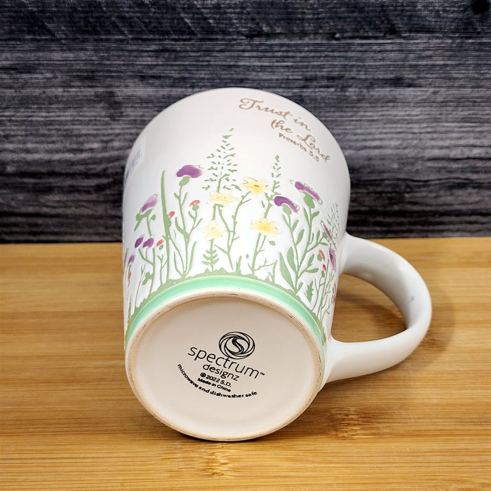 Religious Proverbs 3:5 Inspirational Floral Coffee Mug Tea Cup Yellow Blue Sky