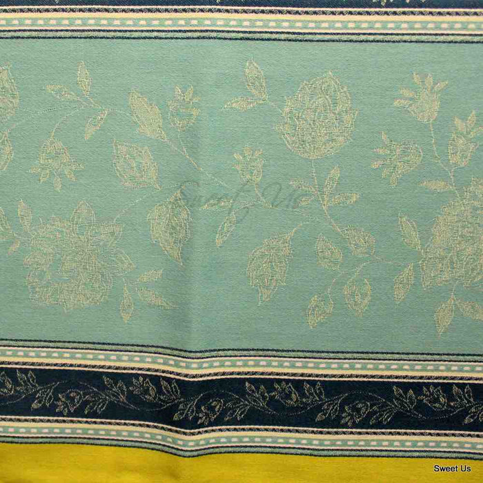 Wipeable Stain Resistant French Floral Cotton Jacquard Tablecloth Bright Sky - Sweet Us