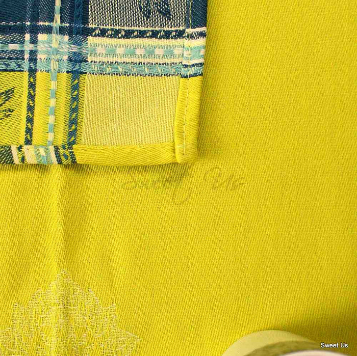Wipeable Stain Resistant French Floral Cotton Jacquard Tablecloth Bright Sky - Sweet Us