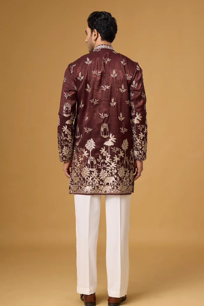 Buy Royal Burgundy Kurta Set for Men Online India | Mahavir NX