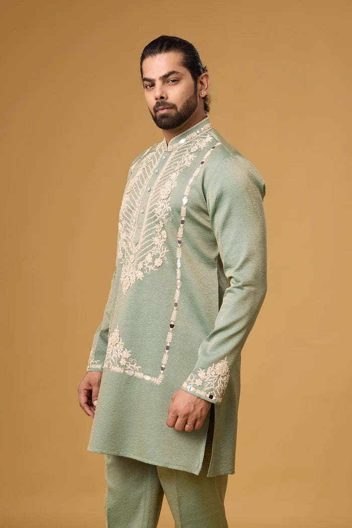 Buy Sage Green Kurta Set for Men Online India | Mahavir NX