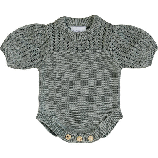 Sage Knit Shirt Romper