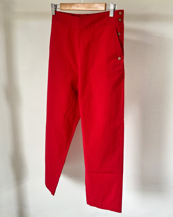 Sail Edit Pants - Bright Red Cotton