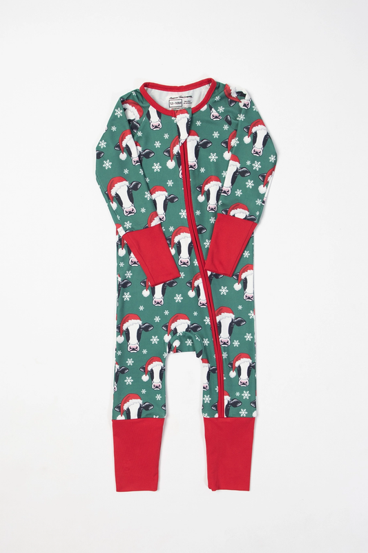 Santa Cows Christmas Bamboo Baby Zippy