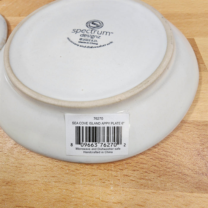 Sea Cove Set of 4 Appetizer 6" Plates Embossed Nautical Ocean Appy by Blue Sky