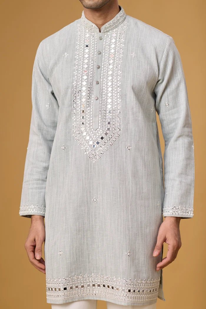 Designer Embroidered Panel Ethnic Kurta Set – Side View | Mahavir NX