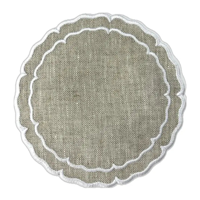Skyro Linho Scalloped Round Coaster Set