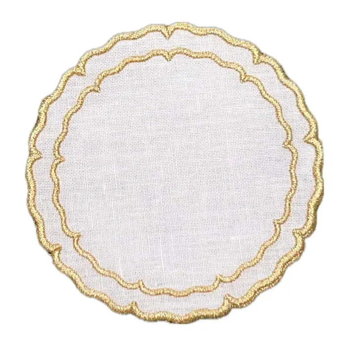 Skyro Linho Scalloped Round Coaster Set