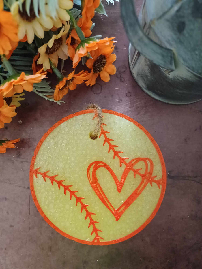 Softball w/Heart Freshie - Wholesale