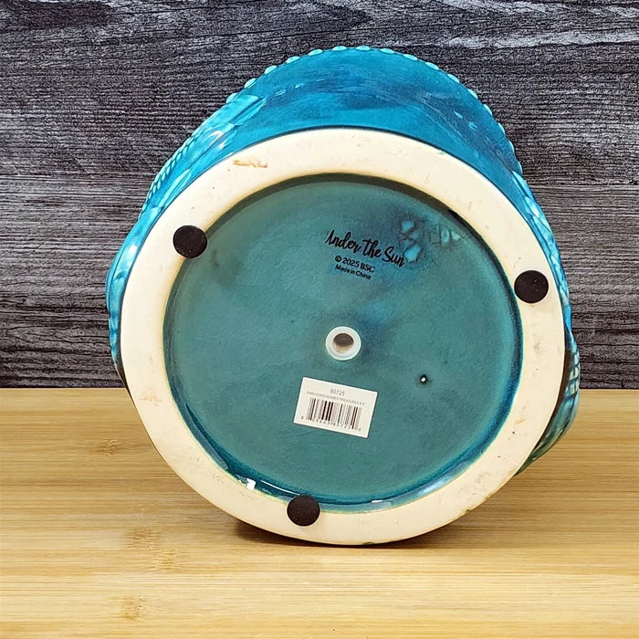 Star Fish Shells Planter Ceramic Utensil Organizer Herb Succulent Blue Sky 6.5in