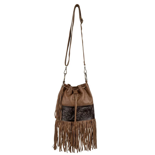 STS Ranchwear Boho Cowgirl Brown Leather Bucket Bag