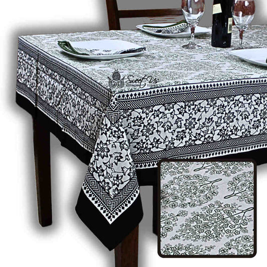 The Amore French Country Cotton Floral Tablecloth Square, Ebony Fern - Sweet Us