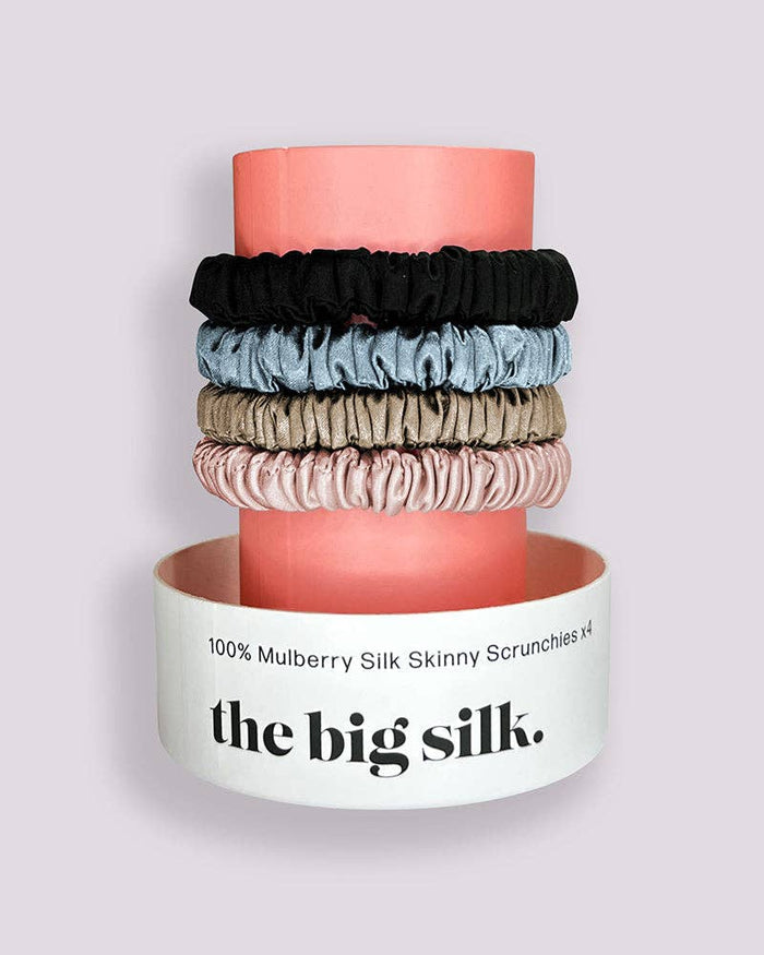 The Big Silk 100% Mulberry Silk Skinny Scrunchies