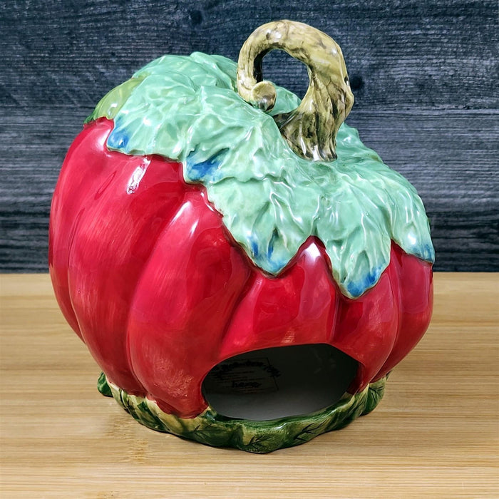 Tomato House Candle Holder Tealight Whimsical Ceramic Red Blue Sky Goldminc