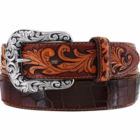 Tony Lama Men's Pinto Classic Brown Leather Belt