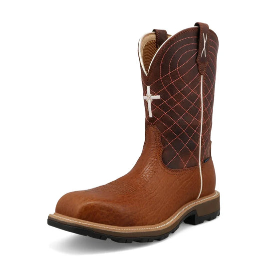 Twisted X Men's Nano Safety Toe Western Work Boot in Umber and Baked Clay