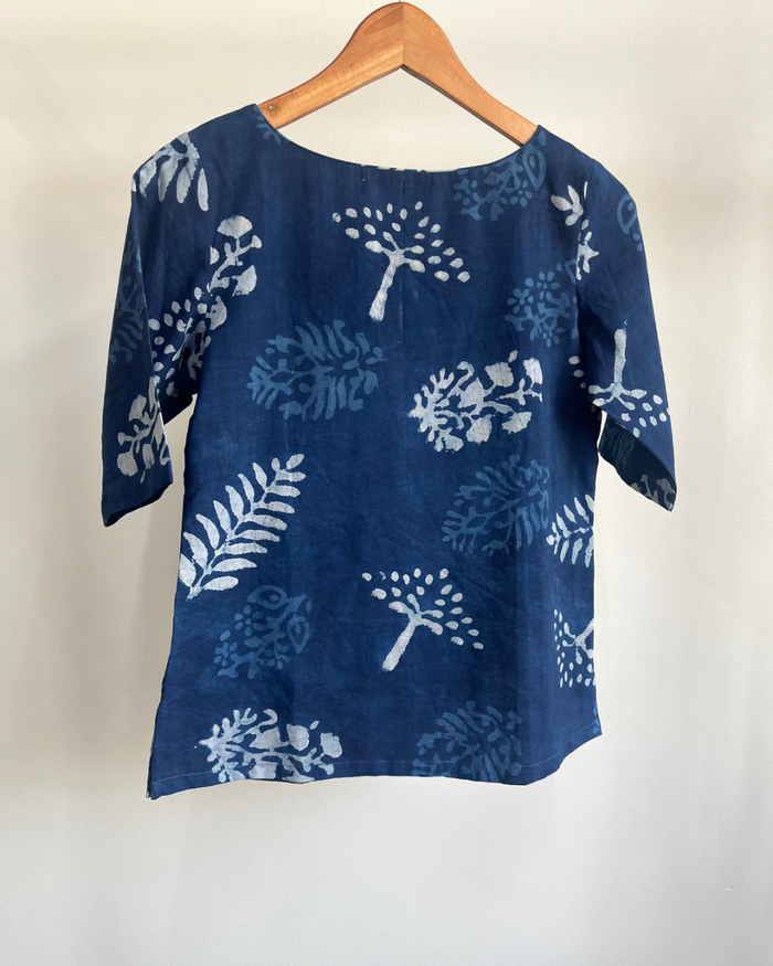 Uttara Top - Indigo Block Print