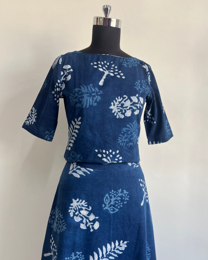 Uttara Top - Indigo Block Print
