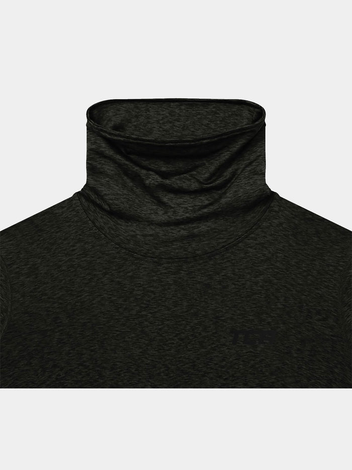 Warm-Up Thermal Long Sleeve Funnel Neck Top For Men With Brushed Inner Fabric, Thumbholes & Reflective Strips