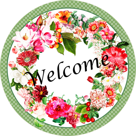 Welcome Floral Sign, Spring Flowers,  Wreath Center, Wreath Sign