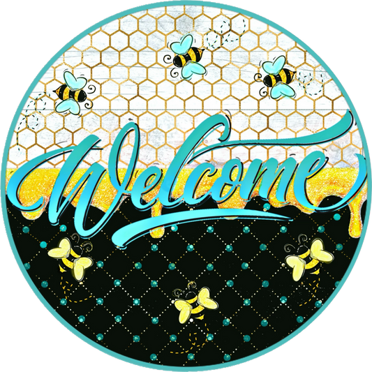 Welcome Sign, Bees, Wreath Center, Wreath Attachment