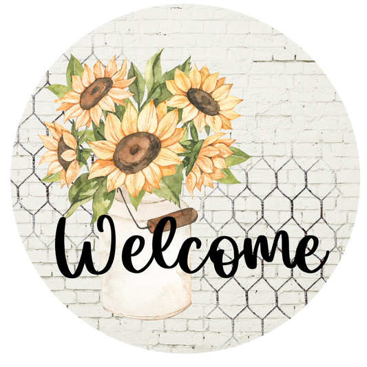 Welcome Sign, Sunflower Design, Wreath Sign, Wreath Center, Wreath Attachment