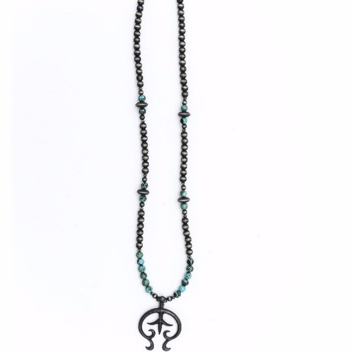 West and Co. Navajo Pearl with Green Turquoise Accent Necklace