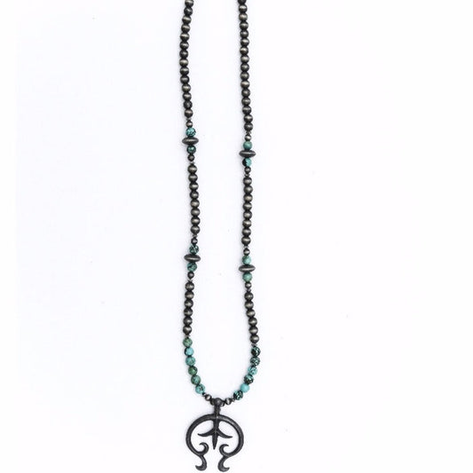 West and Co. Navajo Pearl with Green Turquoise Accent Necklace