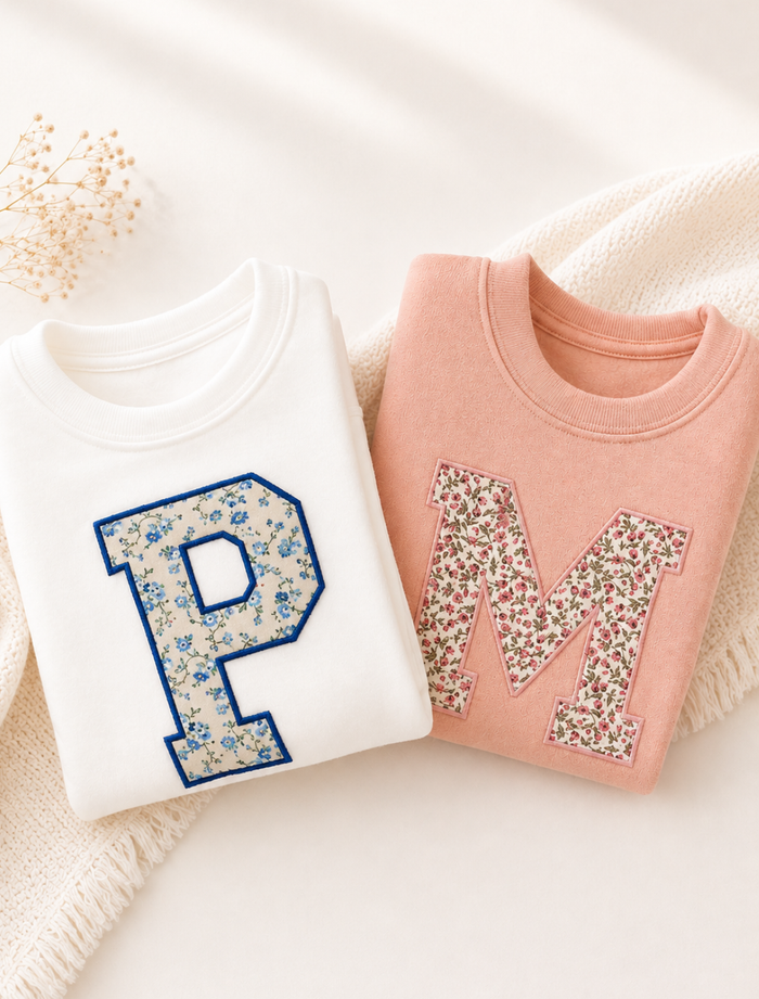 White Applique Initial Jumper