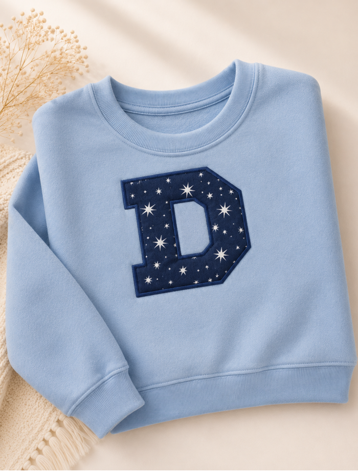 White Applique Initial Jumper