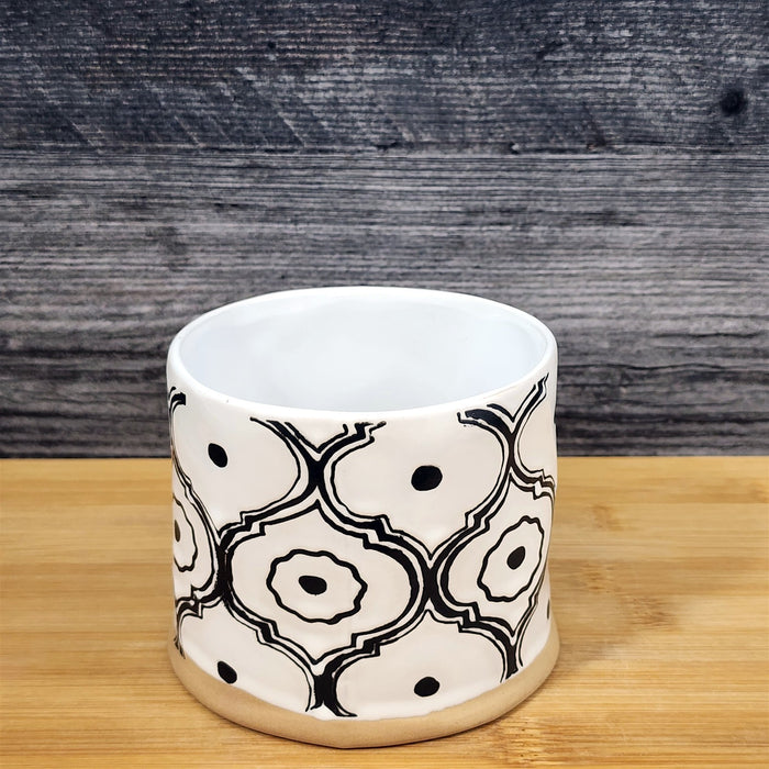 White Black Geometric Pattern Mug Ceramic Tea Coffee Cup Abstract Blue Sky 17oz