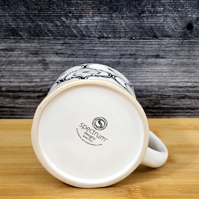 White Black Geometric Pattern Mug Ceramic Tea Coffee Cup Abstract Blue Sky 17oz