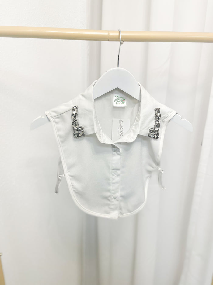 White Jewel Embellished Corporate Collar