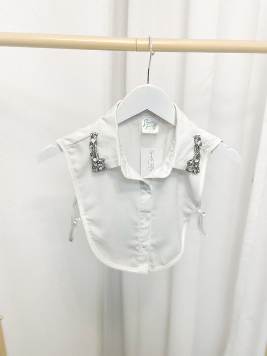 White Jewel Embellished Corporate Collar