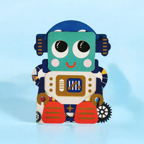 Wobbly Robot Blank Greeting Card