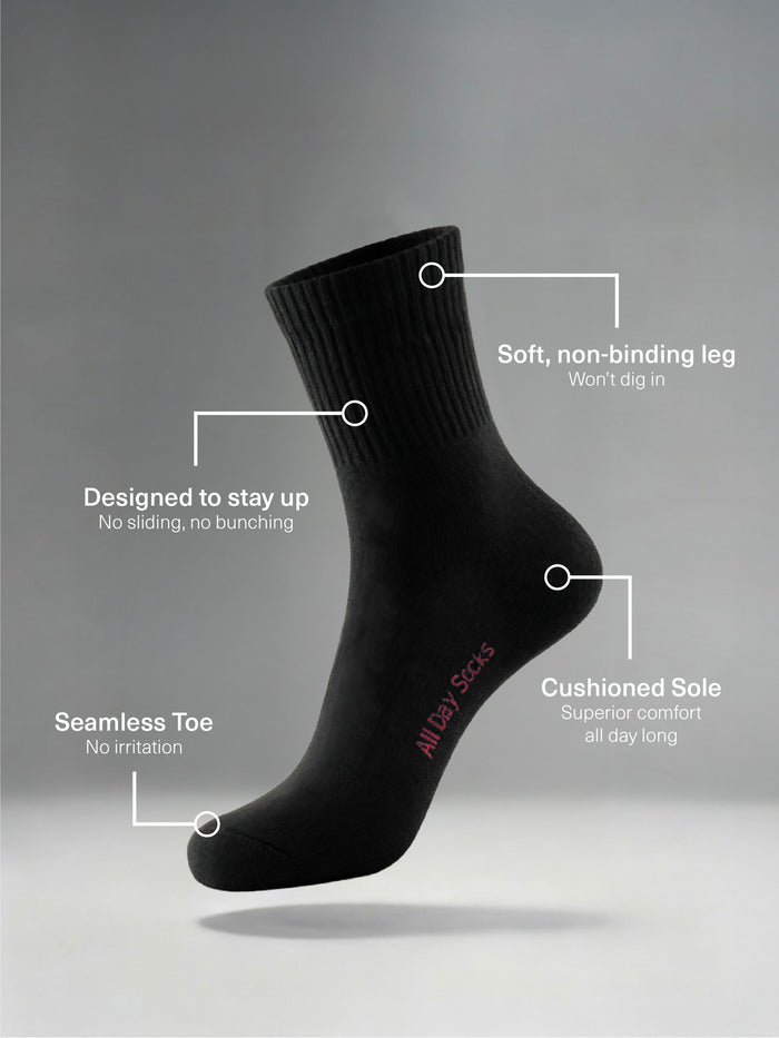 Women's All Day Cushioned Mid Crew Walk Sock 1 Pack