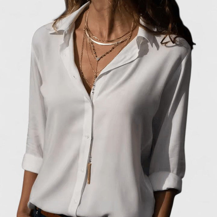 Women's Cardigan Blouse UK – Lightweight Chiffon V-Neck | The Odalys | Huna