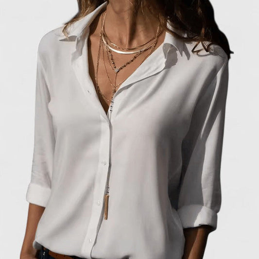 Women's Cardigan Blouse UK – Lightweight Chiffon V-Neck | The Odalys | Huna