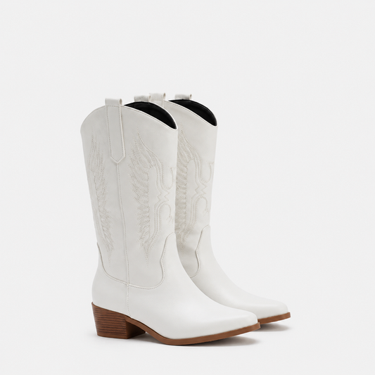Women's Leather Cowboy Boots Ergonomic Comfort Western Style 0