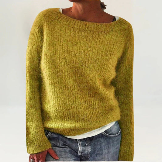 Women's Cozy Sweater UK – Yellow Knit Relaxed Fit | The Solaine | Huna