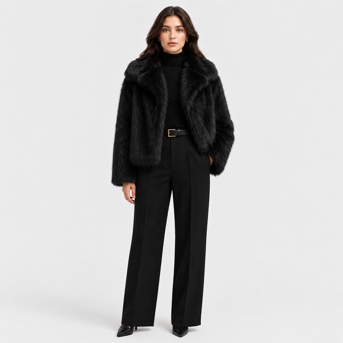 Women's Warm Faux Fur Look Jacket for Winter Elegant Outerwear 7